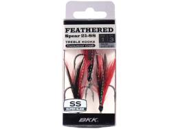 BKK Feathered Spear 21 SS Red Black Treble Hooks