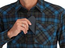 Simms Santee Flannel Shirt Black and BR.Blue Pane Ombre