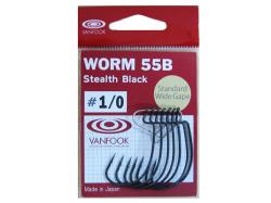 Vanfook Worm-55 Stealth Black Offset Hooks