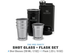 Stanley Adventure Pre-Party Shotglass and Flask Set Matte Black