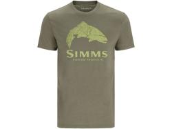 Simms Wood Trout Fill T-Shirt Military Hthr Neon