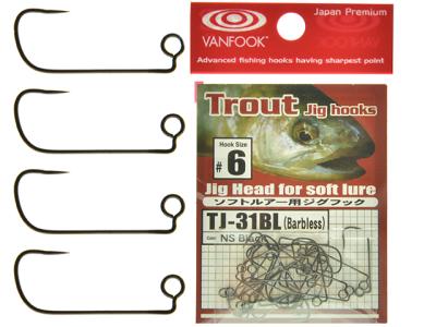 Carlige offset Vanfook TJ-31BL Barbless Trout Jig Hooks