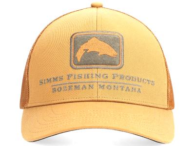Simms Trout Icon Trucker Hat Tan, simms fishing caps