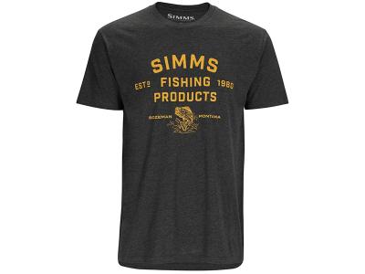 Simms Stacked Logo Bass T-Shirt Charcoal Heather